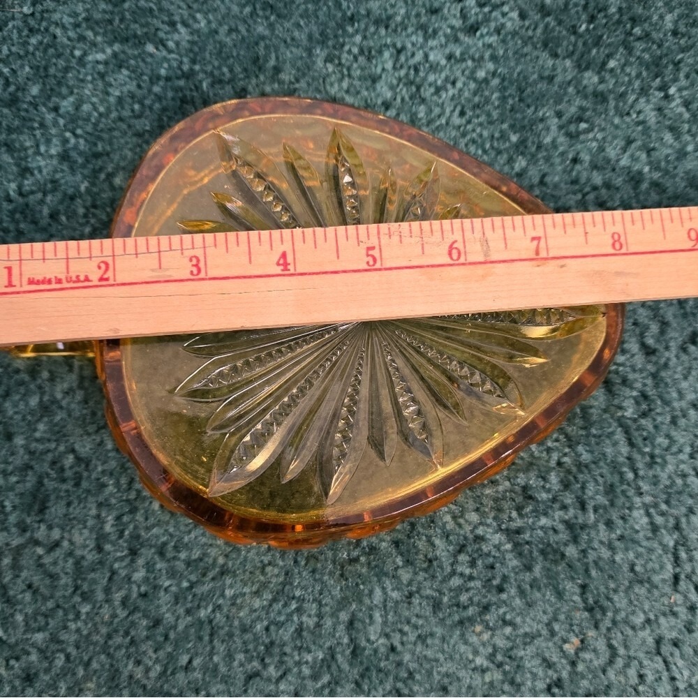 Vintage LE Smith Sun & Moon Golden Amber Candy Dish Rare Shape 8x5.5" Multi-Use - Picture 5 of 5